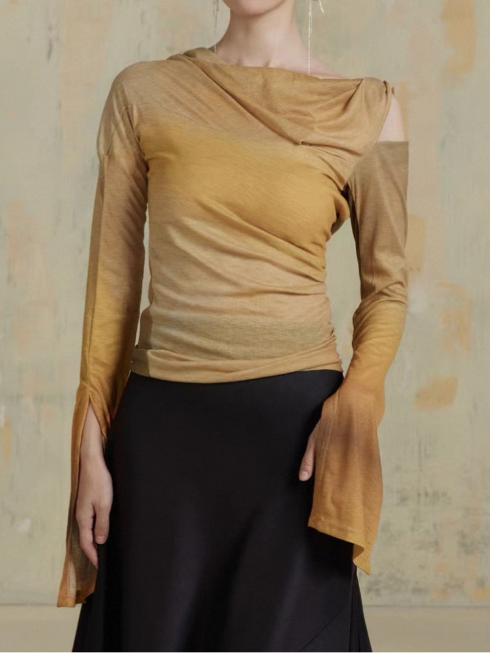 ONMOON Asymmetrical Draped Long Sleeve Top | Size M | Excellent Condition